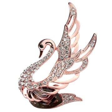 Fako Bijoux - Broche - Zwaan - Strass - 31x57mm - Rosé, Verzenden