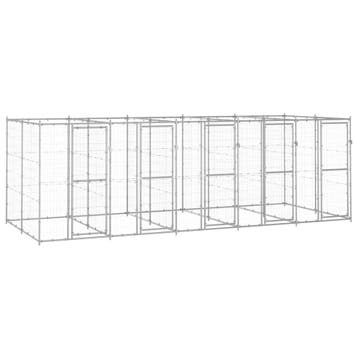 vidaXL Hondenkennel 12,1 m² gegalvaniseerd staal, Verzenden, Nieuw