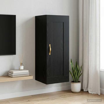 vidaXL Wandkast Zwart eiken 34,5 x 34 x 90 cm Bewerkt hout, Verzenden, Nieuw