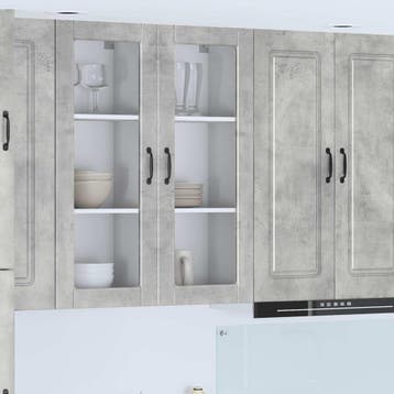 vidaXL Wandglas Kasten PORTO Beton Grijs 40 x 31 x 100 cm, Verzenden, Nieuw