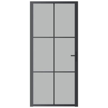 vidaXL Binnendeur 93x201,5 cm matglas en aluminium zwart, Verzenden