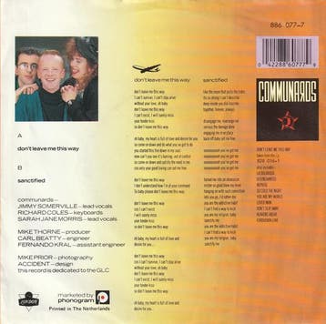 The Communards With Sarah Jane Morris - Dont Leave Me This, Verzenden, Gebruikt