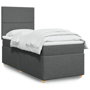 vidaXL Boxspring met matras stof donkergrijs 90x200 cm, Verzenden, Nieuw