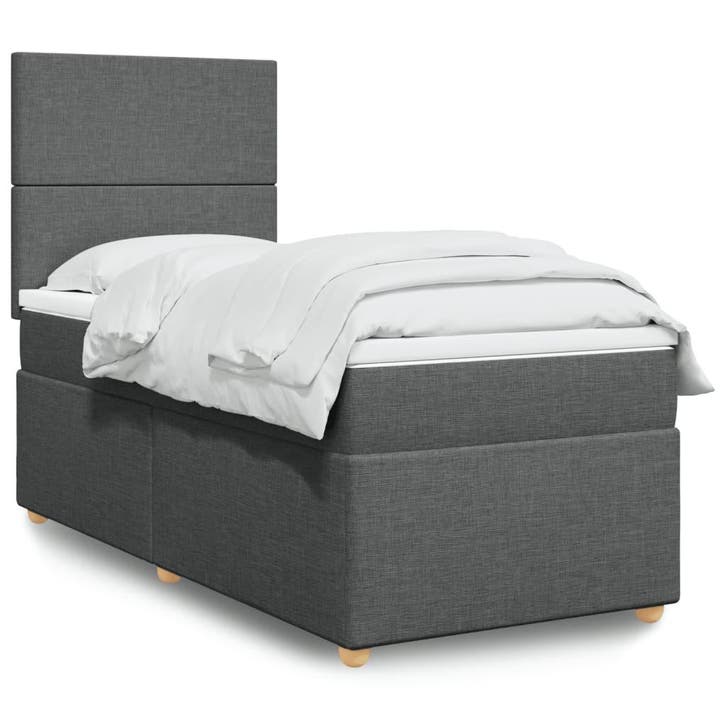 vidaXL Boxspring met matras stof donkergrijs 90x200 cm, Maison & Meubles, Chambre à coucher | Lits, Envoi