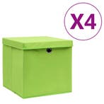 vidaXL Opbergboxen met deksel 4 st 28x28x28 cm groen, Verzenden