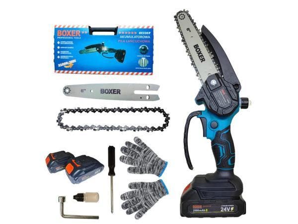 Veiling - Boxer Accu Kettingzaag - 2x 24V Accu - 2500 mAh -, Doe-het-zelf en Bouw, Gereedschap | Zaagmachines, Nieuw