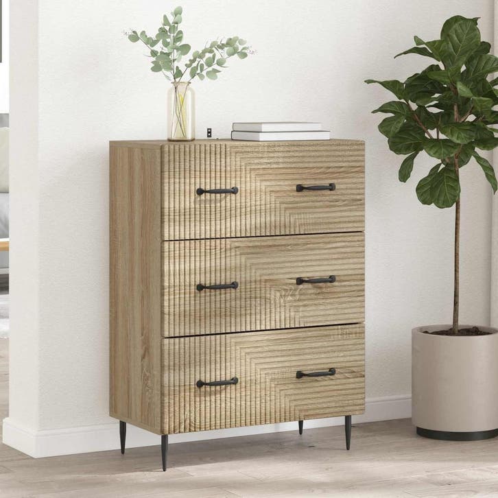 vidaXL Ladekast Sonoma Eiken 66 x 34,5 x 89,5 cm Bewerkt, Huis en Inrichting, Kasten | Overige, Nieuw, Verzenden
