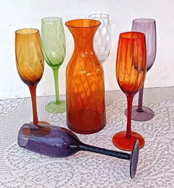 Service de boisson (7) - Verre - Verres en verre soufflé, Antiquités & Art
