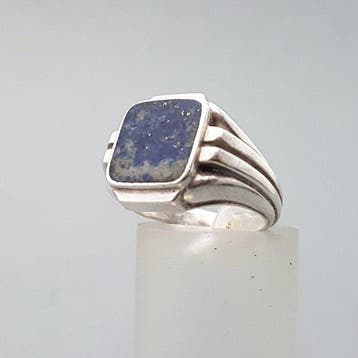 Zilver, Art Deco, Lapis Lazuli Zegelring - Ring