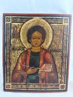 Icône - Saint Pantaléon - Bois, Antiquités & Art