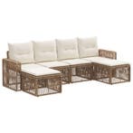 vidaXL Tuinbank Set 6 pcs Beige en Crème Wit poly rattan, Verzenden, Nieuw