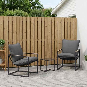 vidaXL Tuinbank Set 3 st Zwart en Anthraciet Staal, Verzenden, Nieuw