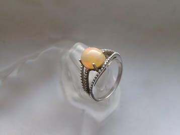 Zilver, opaal - Ring - Art Deco-stijl