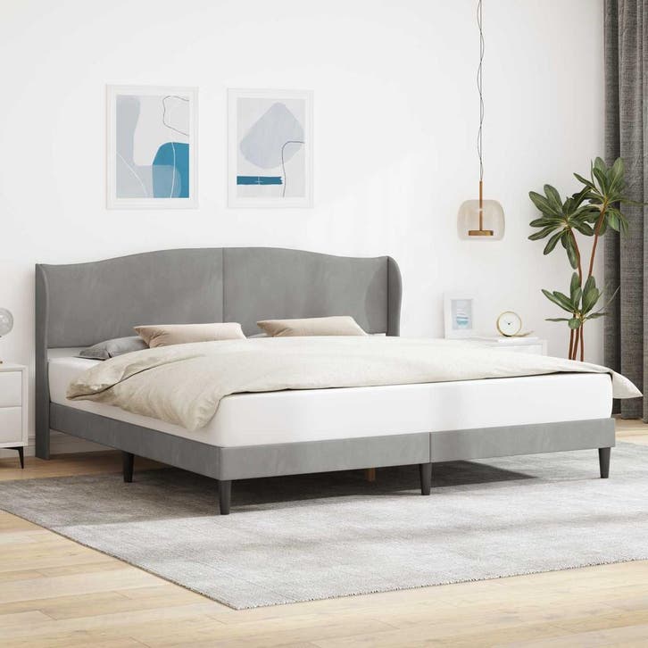 vidaXL Bedframe met hoofdeinde Lichtgrijs 180 x 200 cm, Maison & Meubles, Chambre à coucher | Lits, Envoi
