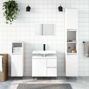 vidaXL Badkamerkast 65x33x60 cm bewerkt hout wit, Verzenden