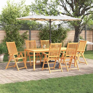 vidaXL Tuin Eettafel Set 7 st Bruin Massief Acacia Hout, Verzenden