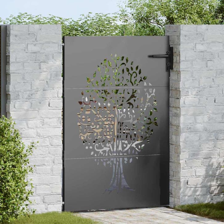 vidaXL Tuinpoort met slot Zwart 85 x 150 cm Poedercoated, Jardin & Terrasse, Portes de jardin, Envoi