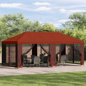 vidaXL Tuin gazebo met zijwanden 6 x 3 m Terracotta, Jardin & Terrasse, Tonnelles, Verzenden