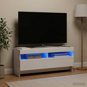 vidaXL LED tv-meubel Hoogglans Wit Bewerkt hout, Verzenden, Nieuw