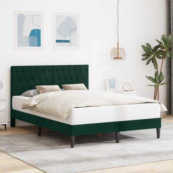 vidaXL Bedframe met hoofdeinde Donkergroen 140 x 190 cm, Verzenden, Nieuw
