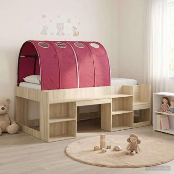 vidaXL Bedframe met Tunnel 3 st Sonoma eiken en rood Bewerkt, Verzenden