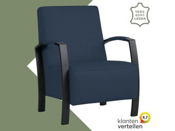 Leren fauteuil Glory - Toledo Kobalt (blauw), Nieuw, Ophalen of Verzenden, 50 tot 75 cm, Industrieel, Modern