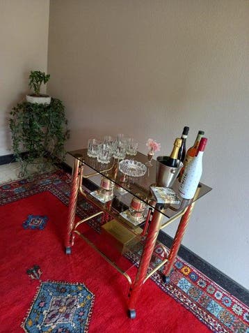 Chariot de service - Laiton, Verre