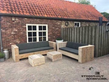 Steigerhouten loungeset steigerhout hoekbank hoekzetel, Verzenden, Loungeset