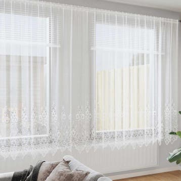 vidaXL Lacegordijn Wit 220 x 900 cm Polyester, Verzenden, Nieuw