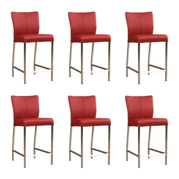 Set van 6 Leren barkruk Revolt laag - Toledo Red (rood) -, Ophalen of Verzenden