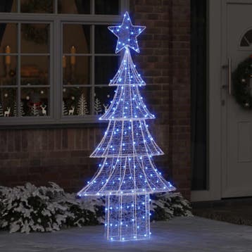 vidaXL Kerstboom 240 LEDs Blauw 180 cm Acryl, Verzenden, Nieuw