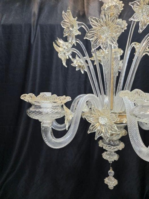 Kroonluchter - Bloemen - Muranoglas - 6 lampen, Antiek en Kunst, Antiek | Verlichting