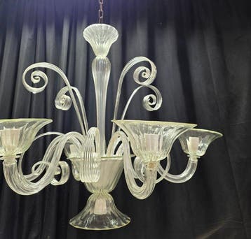 Lustre - Liscio - Verre de Murano - 6 lumières, Antiek en Kunst