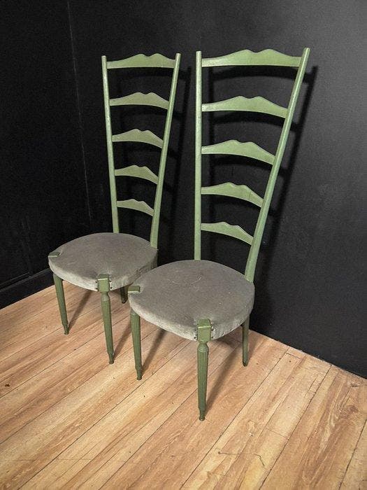Stoel - Hout, Textiel - Een paar stoelen in de stijl van, Antiek en Kunst, Curiosa en Brocante