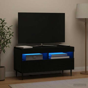 vidaXL LED tv-meubel Zwart Bewerkt hout, Verzenden, Nieuw