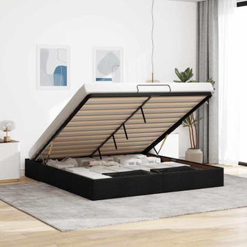 vidaXL Bedframe zonder matras 200x200 cm stof zwart, Verzenden, Nieuw