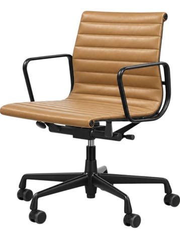 Vitra Eames Aluminium EA 118 Bureaustoel - Cognacbruin, Bruin, Verzenden, Zo goed als nieuw, Bureaustoel