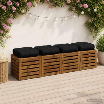 vidaXL 4-Piece Zitkussens VIANEN 4 st 100% Polyester Zwart, Verzenden, Nieuw