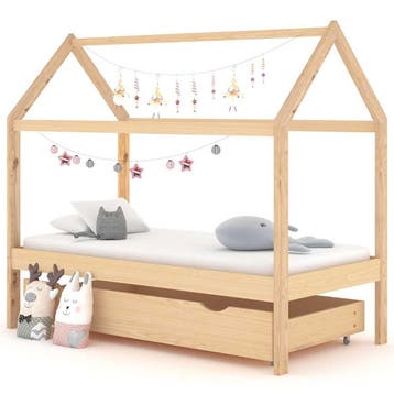 vidaXL Kinderbedframe met lade massief grenenhout 80x160 cm, Verzenden