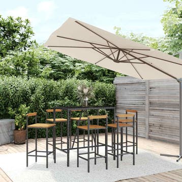 vidaXL 7-delige Tuinbarset poly rattan en massief acaciahout, Verzenden, Nieuw