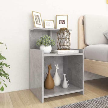 vidaXL Nachtkastje 40x35x60 cm bewerkt hout betongrijs, Maison & Meubles, Verzenden