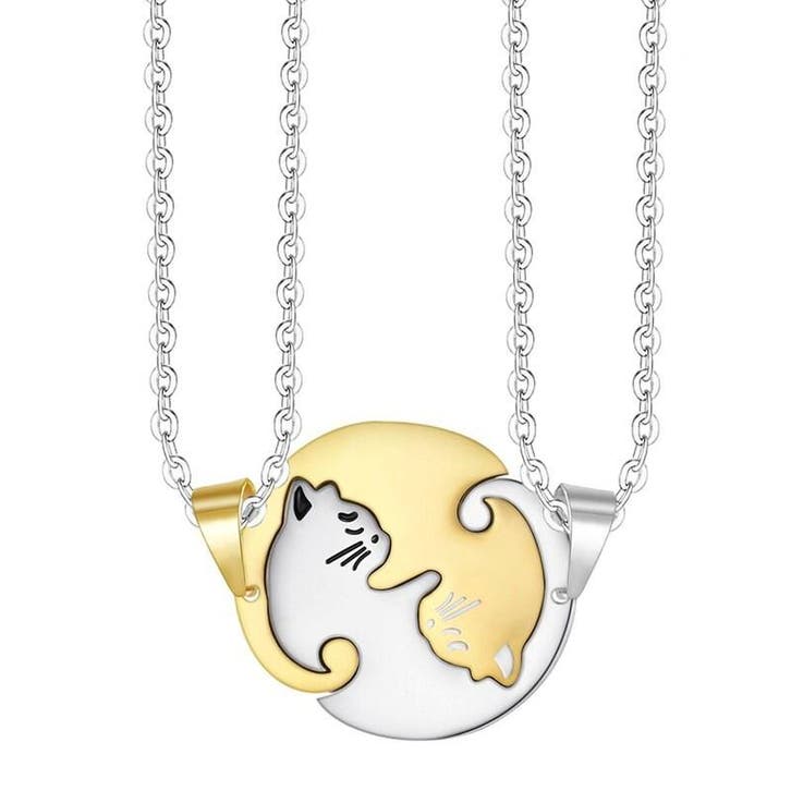 Fako Bijoux - Vriendschapsketting - RVS - Poes/Kat - Yin, Handtassen en Accessoires, Kettingen, Verzenden