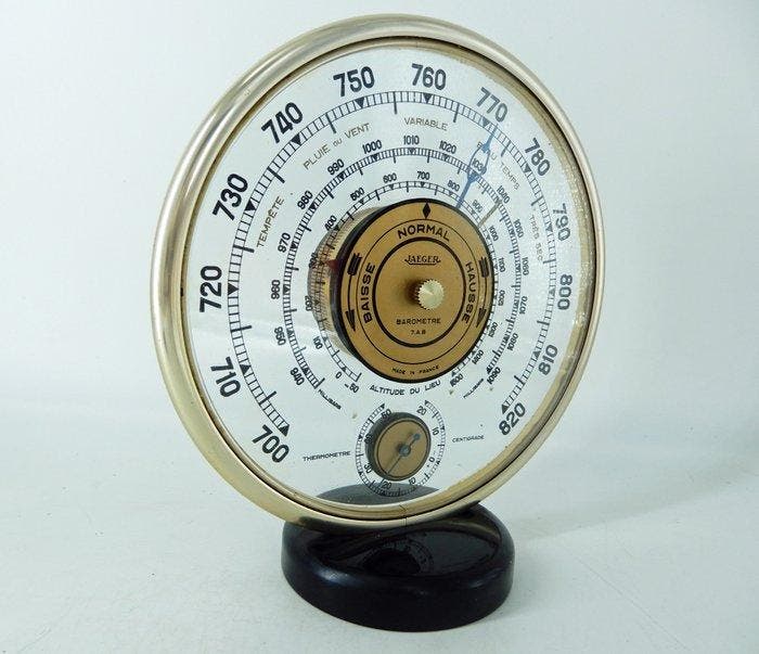 Jaeger - Barometer - Messing, Glas, Bakeliet -, Antiquités & Art, Curiosités & Brocante
