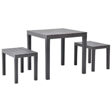 vidaXL Tuintafel met 2 banken kunststof bruin, Tuin en Terras, Verzenden, Nieuw