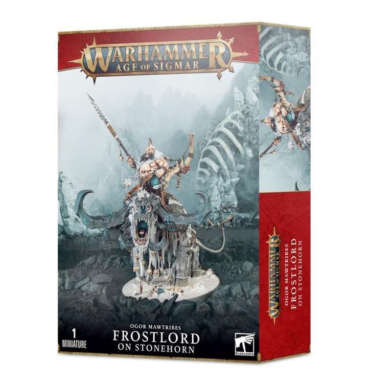 Ogor Mawtribes Frostlord on Stonehorn (Warhammer nieuw), Hobby & Loisirs créatifs, Wargaming, Enlèvement ou Envoi