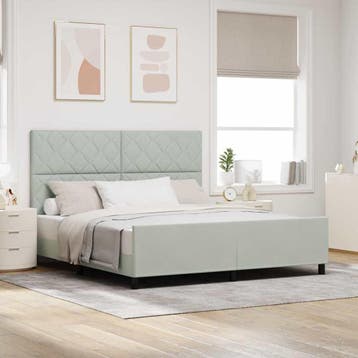 vidaXL Boxspring bed met hoofdeinde Lichtgrijs 180 x 200 cm, Verzenden, Nieuw