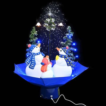 vidaXL Kerstboom sneeuwend met paraplubasis 75 cm PVC blauw, Verzenden