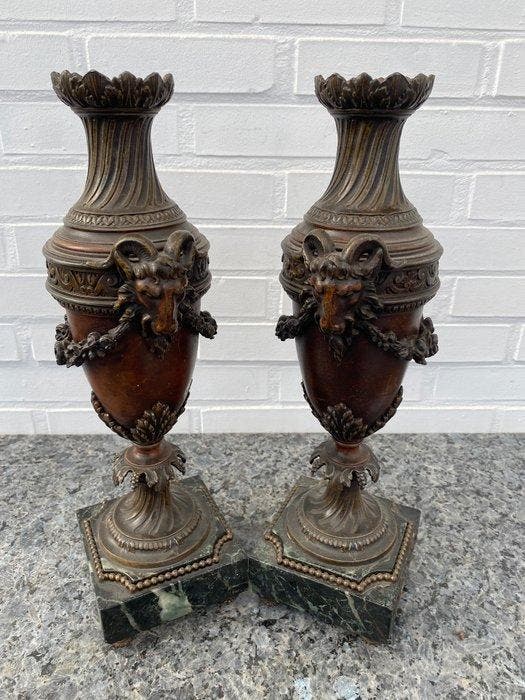 Cassolette (2) - Koud geverfd brons - bronzen cassolettes, Antiek en Kunst, Antiek | Overige Antiek