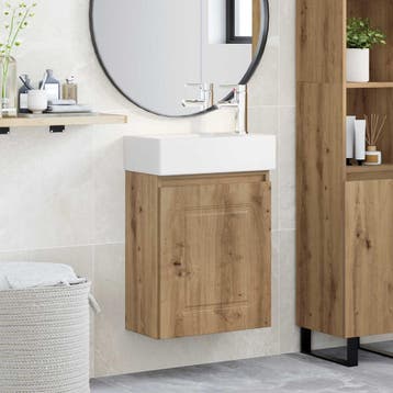 vidaXL Badkamermeubel met kraan Artisanaal eiken 45,5 x 22,5, Verzenden, Nieuw