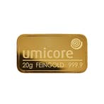 20 gram goudbaar Umicore, Postzegels en Munten